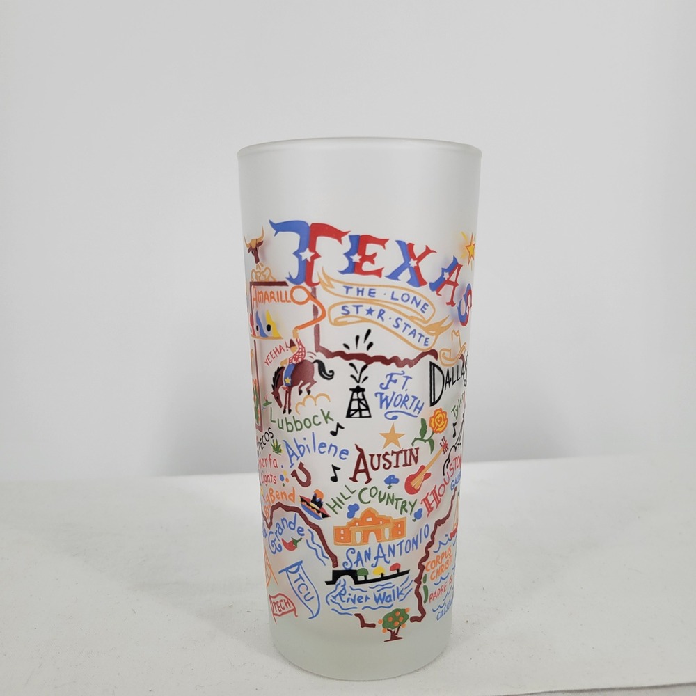 Catstudio‎ Texas State Frosted Highball Glass Souvenir Map Tumbler 2011 15oz